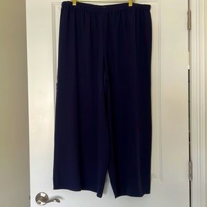 Eileen Fisher navy silk wide leg pants in large